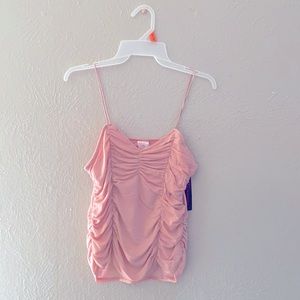 Pink, shine top, spaghetti strap blouse